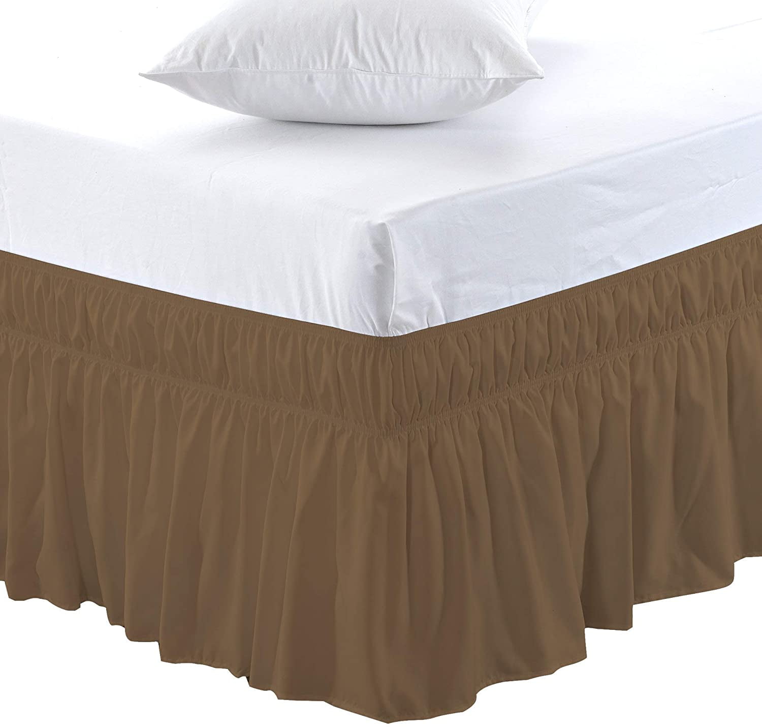 Elastic Bed Skirt 14 Drop Easy On/Easy Off Dust Ruffled Solid New Sage Green, Twin-Full 