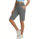 thumbnail image 1 of Pantalones Elásticos de Cintura para las Mujeres Casual Bolsillo de Color Sólido Pantalones Cortos Cómodos para el Uso Diario de Primavera Verano, 1 of 5