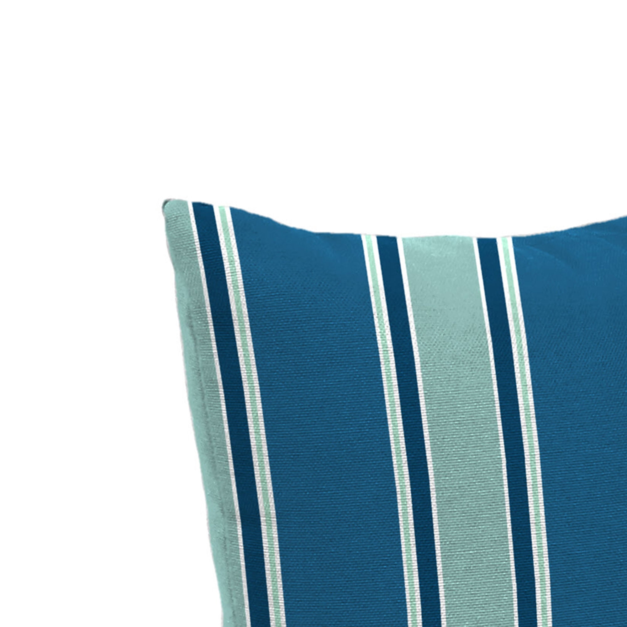 Jordan Manufacturing 12" x 18" Sanders Puff Blue and Gray Green Stripe Rectangular Outdoor Lumbar Throw Pillow (2 Pack)
