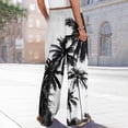 thumbnail image 7 of Petite Boho Print Palazzo Pants for Women High Waist Wide Leg Dressy Beach Vacation Trousers Black S, 7 of 7