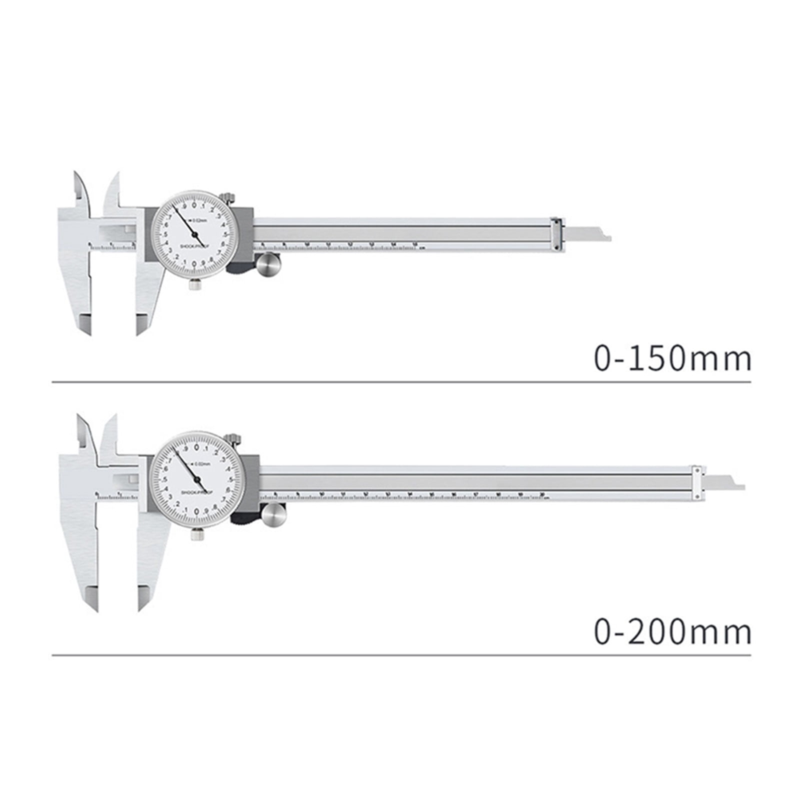 0-150-200mm Dial Caliper Stainless Steel Vernier Caliber Pachymeter Metal Gauge Ruler Carpentry Micrometer Depth Measuring Tools ,Complete Kit
