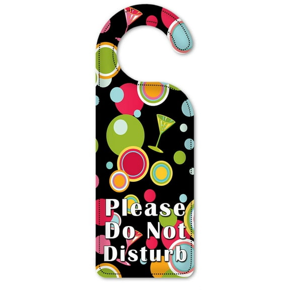 Do Not Disturb Door Knob Hanger Sign - Martini Polka Dots
