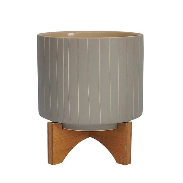 Sagebrook Home 16100-03 Jardinière à Rayures 10 Po. avec Support, Beige