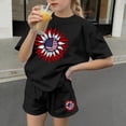 thumbnail image 5 of SGFCWSX Girls 2 Piece Outfits Kids 4th of July Casual Summer Oversized Short Sleeve T Shirt Graphic Print Elastic Waist Shorts Daily Wear Black Size 13-14 Years, 5 of 6