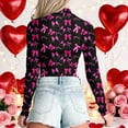 thumbnail image 5 of Valentine's Day Rompers Womens Bodysuits Women Mesh Long Sleeve Checkered Print Undershirt Sheer Neck Tops See Through Going Out Blouses Shirts(Black4,L), 5 of 5