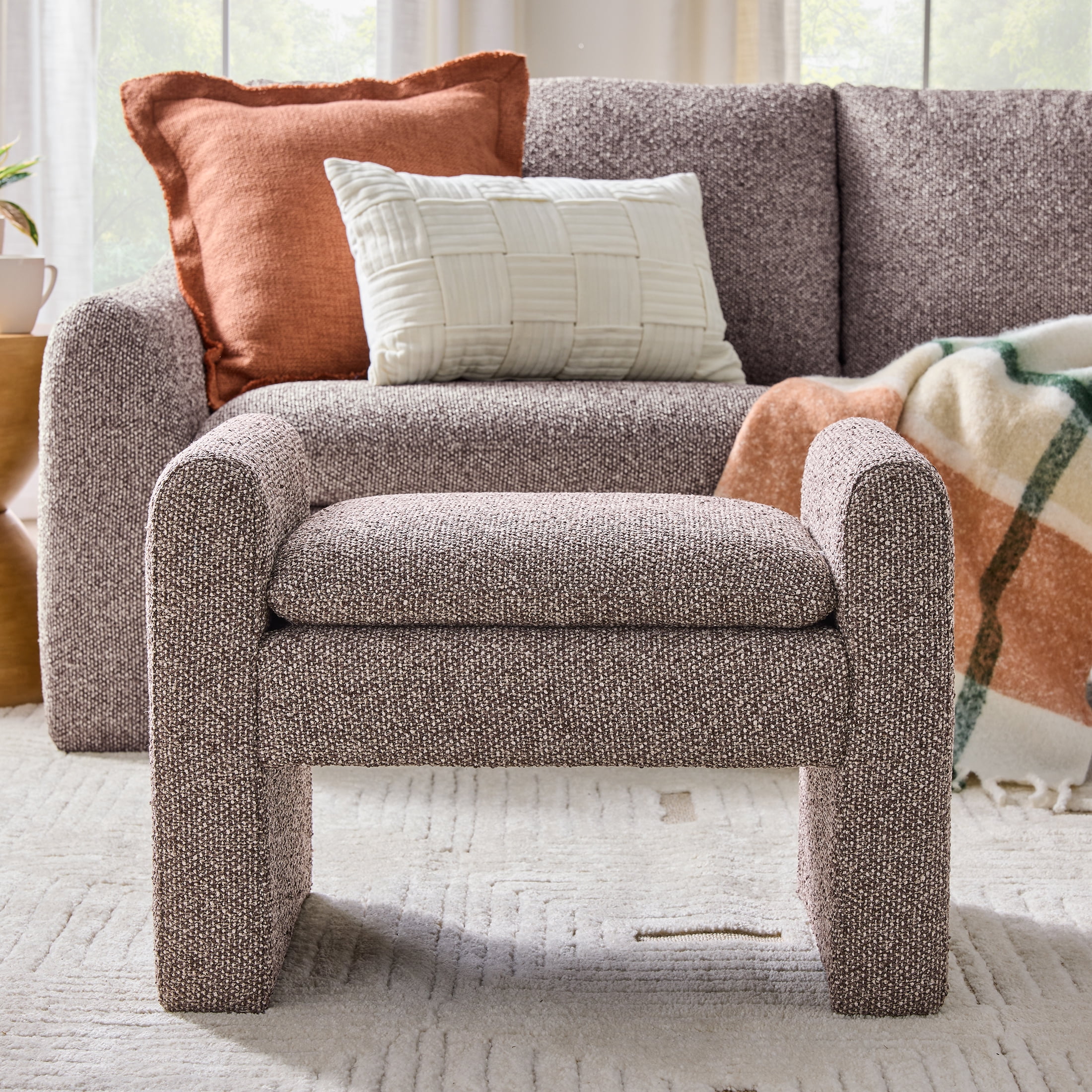 Better Homes & Gardens Emerson Ottoman, Truffle Brown