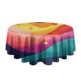 thumbnail image 5 of Colorful Tie Dye Mountain Pattern Round Tablecloth 60"x60",Wrinkle Wipeable Table Cloth for Kitchen Dining Room Picnic Patio Party, 5 of 6
