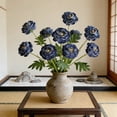 thumbnail image 6 of 3-Head Artificial Ranunculus Stem – 24.4in Realistic Faux Flower for Vases – Silk-Touch Home Decor & Wedding Centerpiece,Navy, 6 of 6