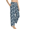 thumbnail image 6 of Salouo A Japanese Great Wave Print Women's Pajama Pants Casual Loose Sweatpants PJs Flowy Pants Drawstring Palazzo for Women Wide Leg Pants Lounge Pajama -Medium, 6 of 8
