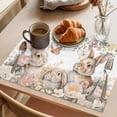 thumbnail image 3 of Easter Rabbits Placemats Set of 6 Watercolor Floral Cute Bunny Plants Spring Place Mats Indoor Wipeable Table Mats Washable Dining Table Placemats for Kitchen Holiday Party Home Decor 13x19 Inch, 3 of 9