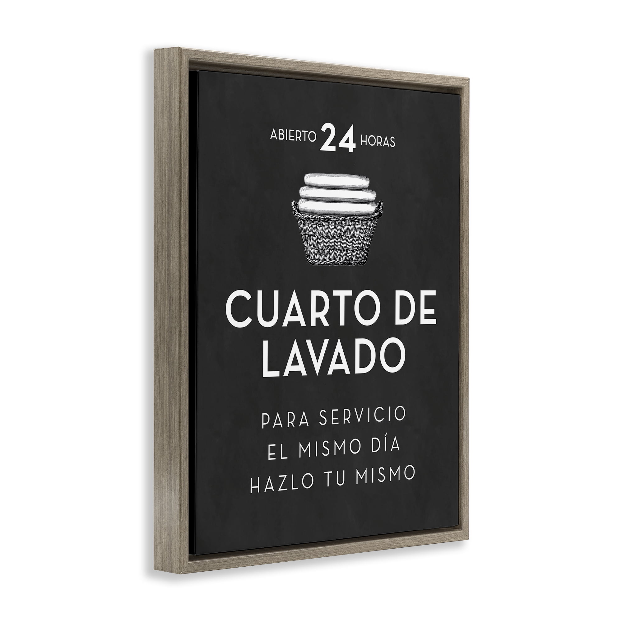 Stupell Industries Publicidad Día de Lavandería, Negro Bath & Laundry Painting Brown Floater Framed Art Print Wall Art, 25 x 31