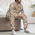 thumbnail image 7 of Naloa Floral Paisley Men’s Pajamas Set - Long Sleeve Button Down Sleep Shirt and Pajama Bottoms Sleepwear Set-X-Large, 7 of 7