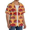 thumbnail image 4 of Fotbe Red Cars print Short Sleeve Button Down Shirts for Men Casual Summer Beach Wrinkle Free Shirt-Small, 4 of 7