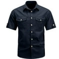 thumbnail image 3 of RUTAYY Men's Shirts Short Sleeve Button Up Casual Formal Breathable Comfortable Solid Color Turndown Collar Beach Vacation Blouse, 3 of 4