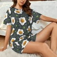 thumbnail image 4 of Fotbe Cute Poached Eggs Print Pajama Set for Women 2 Piece Loungewear Short Sleeve Tops and Shorts Set Soft Sleepwear-4X-Large, 4 of 7