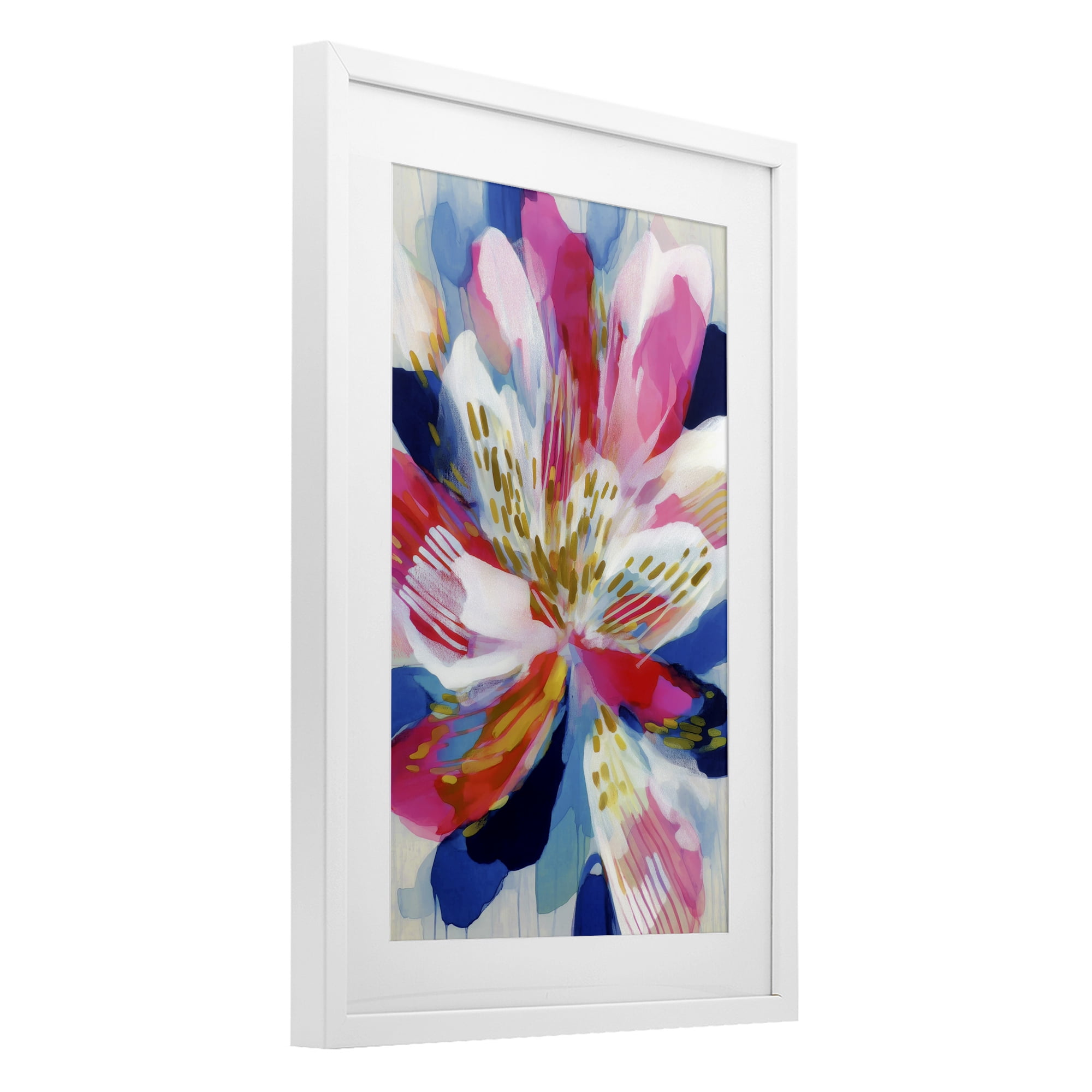 Stupell Industries Lily In Pink & Blue White Framed Print Under Glass, design by Chromatic Storm Studio