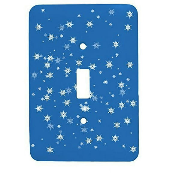 Snow Flake Christmas Single Toggle Holiday Metal Light Switch Cover (Blue)