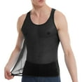 thumbnail image 2 of USNSM Men's See Through Tank Top Sheer Mesh Shiny Crop Top Stretchy Lace Muscle Shirts Solid Color Base Round Neck Sleeveless Top Black XL, 2 of 6