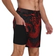 thumbnail image 2 of Balery Red Dragon On Black Mens Swim Trunks Swim Shorts for Men Quick Dry Inseam Beach Shorts with Compression Liner Pocket-Small, 2 of 9