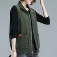 thumbnail image 4 of Pounoo Gift Corduroy Vest Jacket for Women Sleeveless Zipper Waistcoat with Pocket, 4 of 6