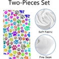 thumbnail image 2 of Coolnut Fingertip Hand Towels, Set of 2 Pcs Colored Animal Paw Prints Absorbent Face Bath Towels for Bathroom Kitchen, 30"x15", 2 of 6