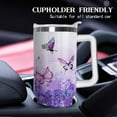 thumbnail image 5 of 40oz Purple Butterfly Tumbler with Handle | Insulated Travel Mug for Coffee & Water | Leakproof Cup | Lavender Butterfly Gift for Women, 5 of 6