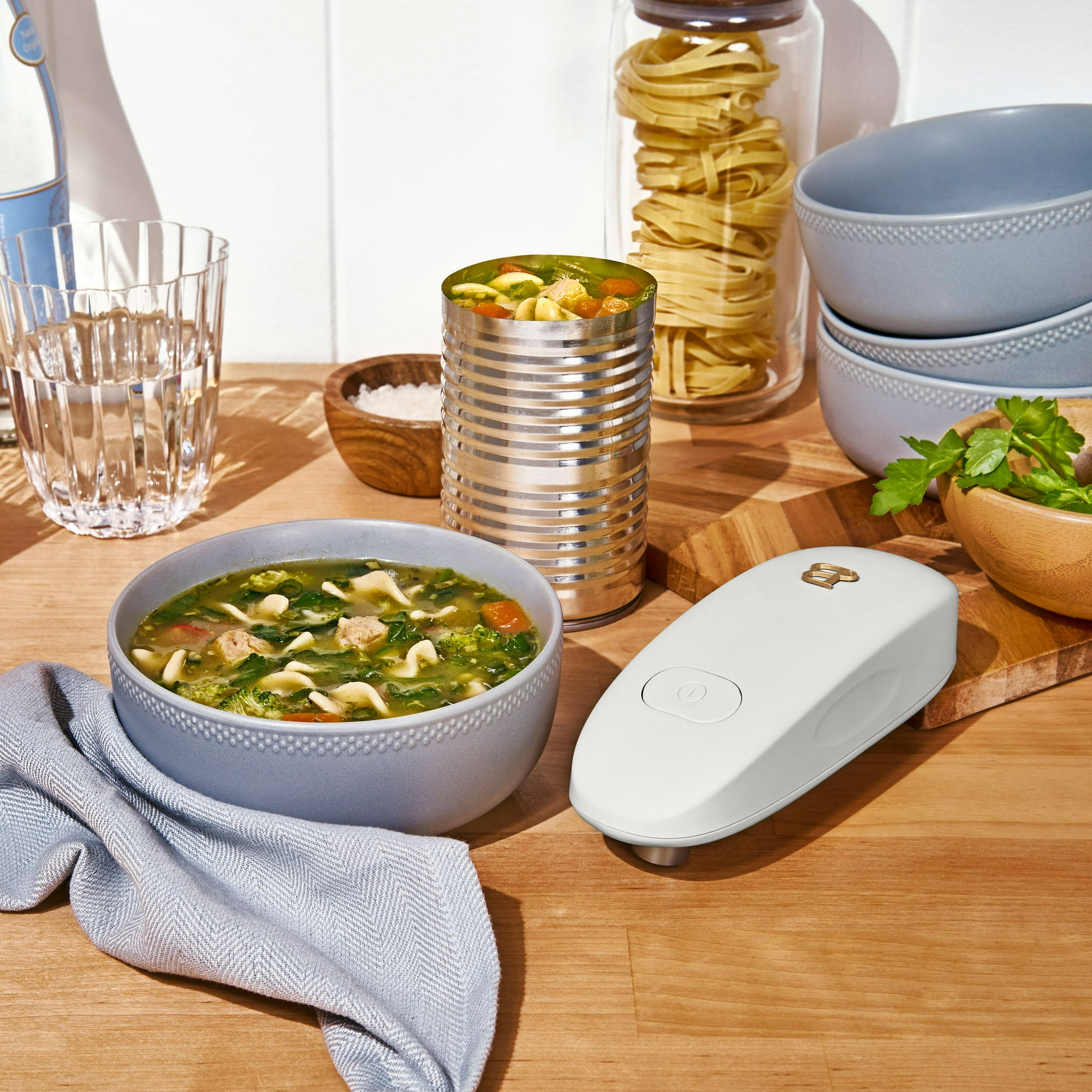 Beautiful Hands-Free Automatic Battery Powered Electric Can Opener, White Icing by Drew Barrymore
