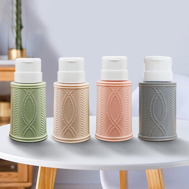 Dispensador de botellas de líquido vacías con empuje hacia abajo de 4 piezas para esmalte de uñas Diámetro inferior x altura 2.6x5.2 pulgadas Yinane Dispensador de bomba vacía