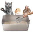 thumbnail image 2 of YIFAEUX Cat Litter Box Easy to Clean Stainless Steel Pet Toilet Large Space Low Entry Pet Litter Box for Cats Rabbits Ferrets, 2 of 7