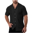 thumbnail image 1 of Mgmyaa Men's Short Sleeved Button Down Shirt Jacquard Cardigan Collared Beach Shirt Tops, 1 of 6