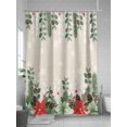 thumbnail image 5 of Christmas Poinsettia Long Shower Curtain Set, Waterproof Shower Curtains for Bathroom, Xmas Eucalyptus Botanical Vintage Washable Fabric Cloth Bath Curtain for Bathtub with Hooks 72x84 Inches, 5 of 6