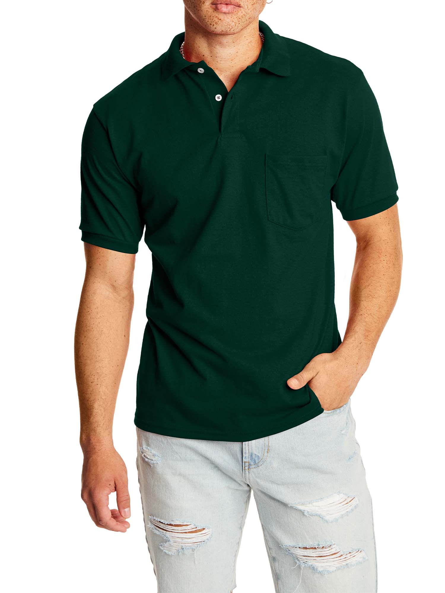 Hanes Men's S/s Jersey Sportshirt W/Pocket 