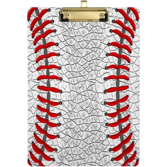 12.5"x9" Baseball Lines Clipboards, Standard A4 Letter Size Nursing Clipboard with Low Profile Metal Clip Decorative Clip Board for Office Supplies,Silver