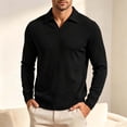 thumbnail image 2 of Zivyakyron Business Men's Polo Shirts Long Sleeve Fall Pullover Knit Loose Casual Collared Plain Shirts Black L, 2 of 7