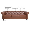 thumbnail image 2 of Miniyam 85" PU Rolled Arm Chesterfield 3 Seater Sofa, Brown, 2 of 13