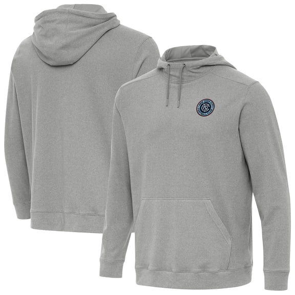 Men's-Antigua Heather Gray New York City FC Cloud Pullover Hoodie