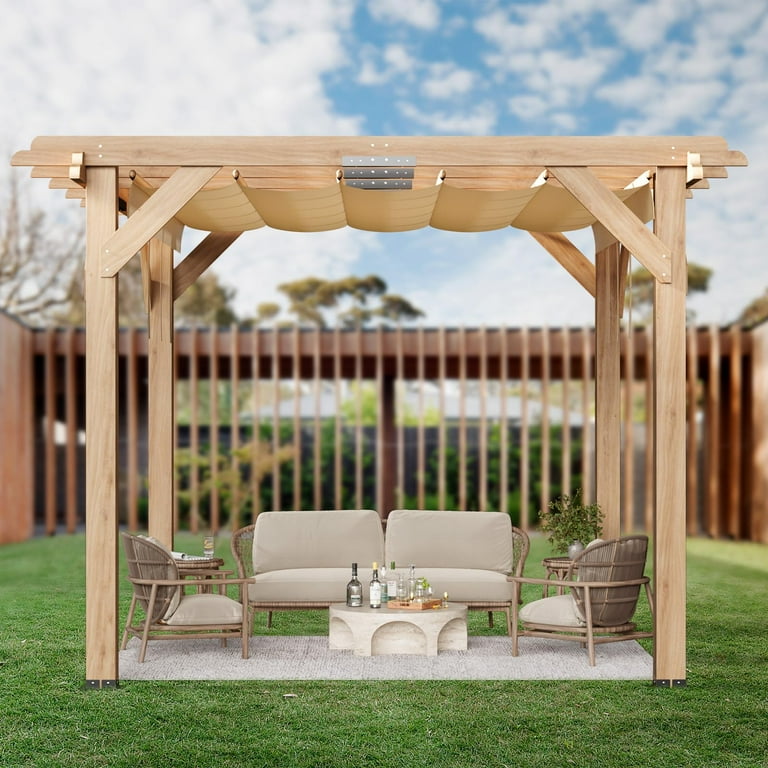 TROPOW Gazebos for Gardens,10x10 FT Cedar Wood Pergola with