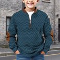 thumbnail image 2 of EnJoCho Boys Long Sleeve Shirts Kids Quarter Zip Sweatshirt Soild Casual Pullover Shirt Outdoor Fall Clothes for Teen Boy, 2 of 4