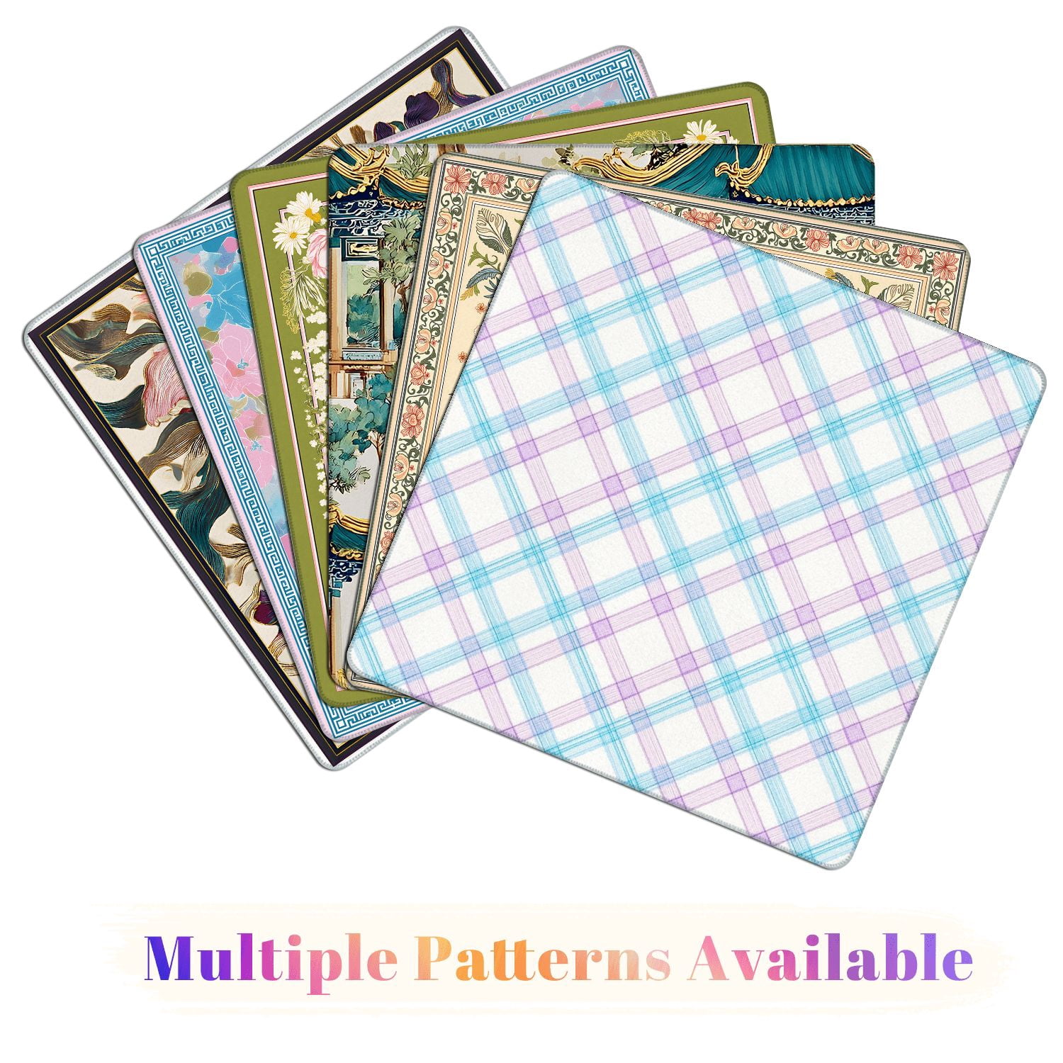 Mahjong Mat 31.5" x 31.5" Soft Blue Purple Plaid Diagonal Stripes White Non-Slip Noise Reduction American Mahjong Tiles Table Cover for Dominoes Poker Card Board Games Gift
