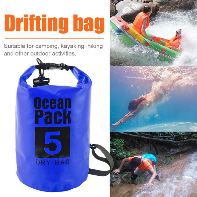 Saco De Bolsa Seca Bolsa seca impermeable Pack Saco Natación Kayak Barco Trekking (5L Azul oscuro)