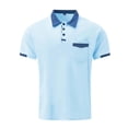thumbnail image 4 of Beugl Mens Shirts Clearance, Men's Fashion Spring and Summer Buttons Casual Short Sleeve Lapel Neck Shirt Solid Color Tops Golf Shirts for Men, Polo Shirts for Men Blue L, 4 of 5