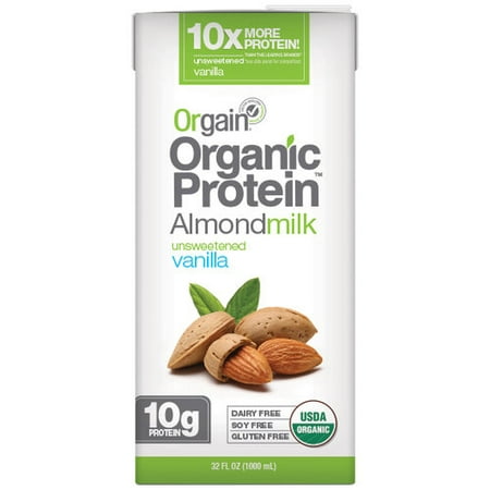 (2 pack) Orgain Organic Protein Almond Milk, Unsweetened Vanilla, 32 fl (Best Vanilla Almond Milk)