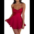 thumbnail image 1 of Mono Elegante de Satén de Verano para Mujer, Sin Mangas, con Espalda Descubierta, Tirantes Finos y Escote en A. Rojo L, 1 of 9