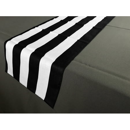 

Satin Stripe Table Runner 2 Inch Wide Stripes Black and White
