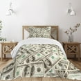 thumbnail image 3 of Ambesonne Money Quilted Bedspread Set 2 Pcs, Ben Franklin Portrait Wealth, Twin Size, Pale Green Grey, 3 of 6