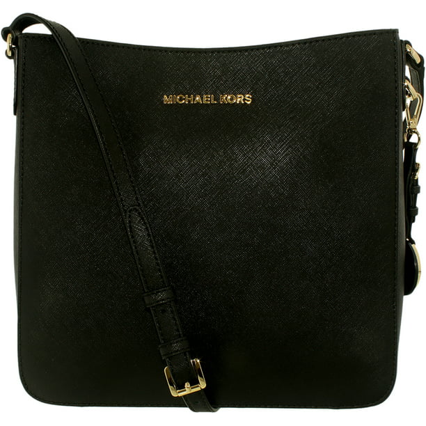 Michael Kors Women's Jet Set Travel Large Messenger Leather Bag Satchel -  Black 