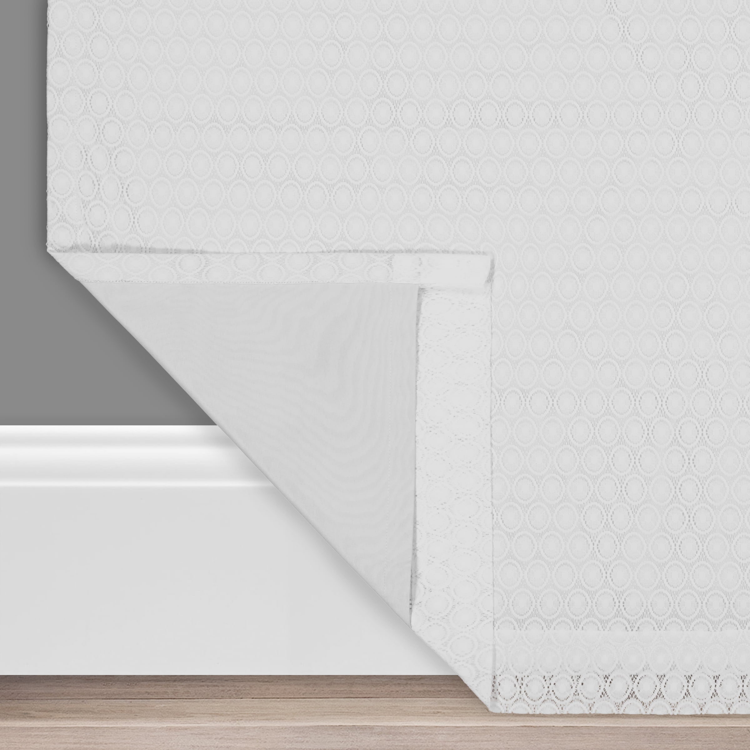 Eclipse Nora Crochet Print Absolute Zero 100% Blackout Rod Pocket Single Window Curtain Panel, White, 50 x 108