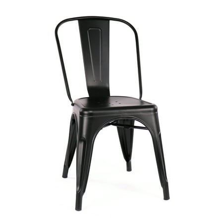 Design Lab MN Dreux Matte Black Steel Stackable Side Chair (Set of