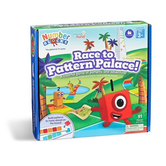hand2mind Numberblocks Race to Pattern Palace! Juego de Mesa, Juguete de Matemáticas Preescolar, Jue