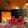 thumbnail image 4 of Christmas Tree Topper Hat, Black Velvet Hat with Red Plaid Bow Red Berry Snowflake, Scalable Christmas Tree Decorations Top Hat, Desktop Ornaments for Home Holiday Winter Decoration, 4 of 8